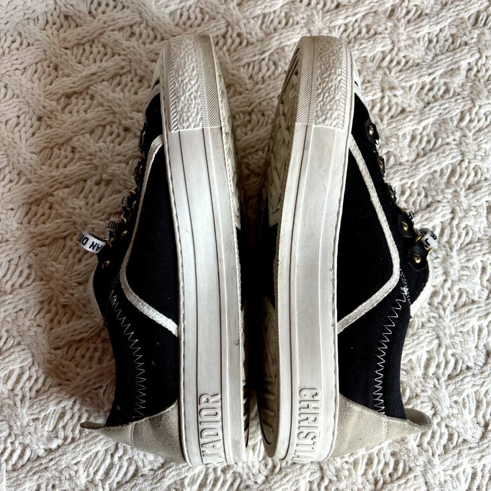 Dior Walk'n'Dior Women's Sneakers Black/White Canvas Sz 7 (39-40) Low Top Shoes - Picture 5 of 12